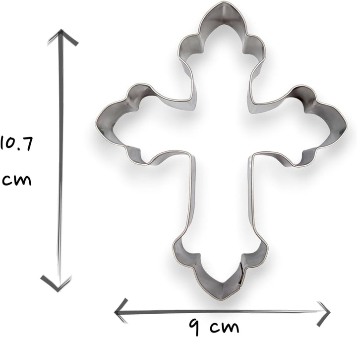 Fancy Cross Cookie Cutter 4” Large Holy Cross Shape Cookie Cutter Mold - 18/0 Stainless Steel
