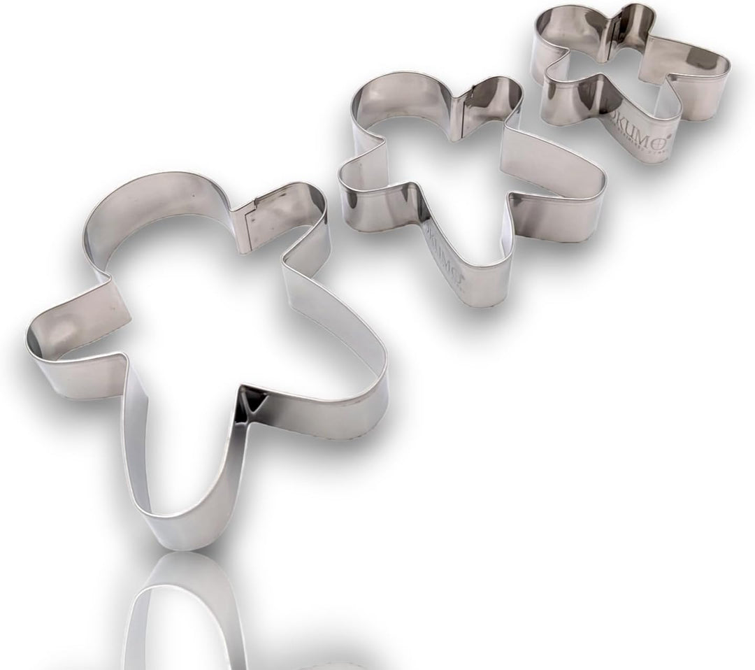 Gingerbread Men Set of 3 Cookie Cutter Set 4” Large Shape Cookie Cutter Mold - 18/0 Stainless Steel