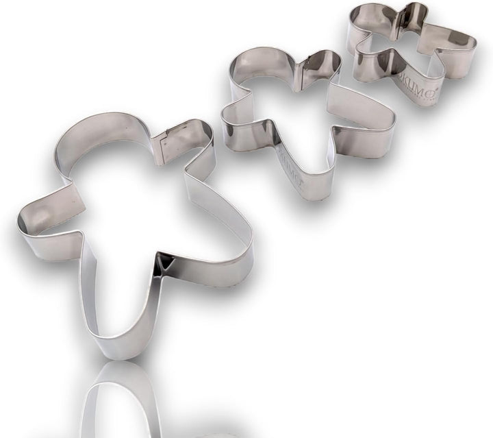 Gingerbread Men Set of 3 Cookie Cutter Set 4” Large Shape Cookie Cutter Mold - 18/0 Stainless Steel