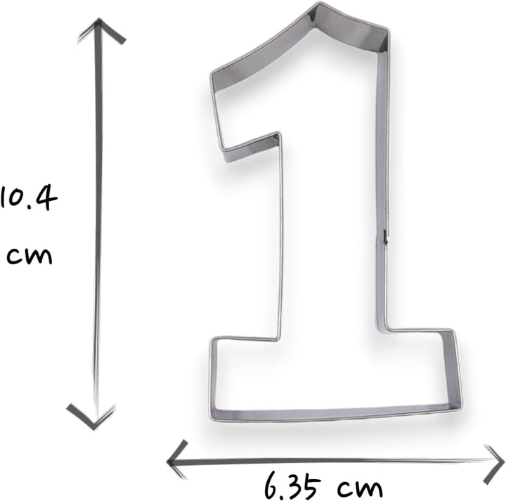 1 Number One Shape Cookie Cutter 4” Birthday Letter Cookie Cutter Mold- 18/0 Stainless Steel