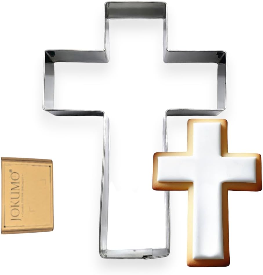 Cross Cookie Cutter 4” Large Holy Cross Shape Cookie Cutter Mold - 18/0 Stainless Steel