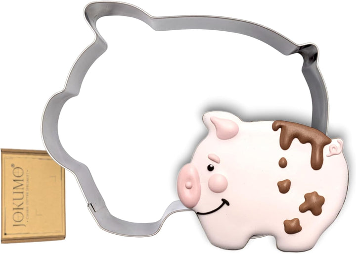 Cute Pig Cookie Cutter 4” Large Animal Shape Cookie Cutter Mold - 18/0 Stainless Steel