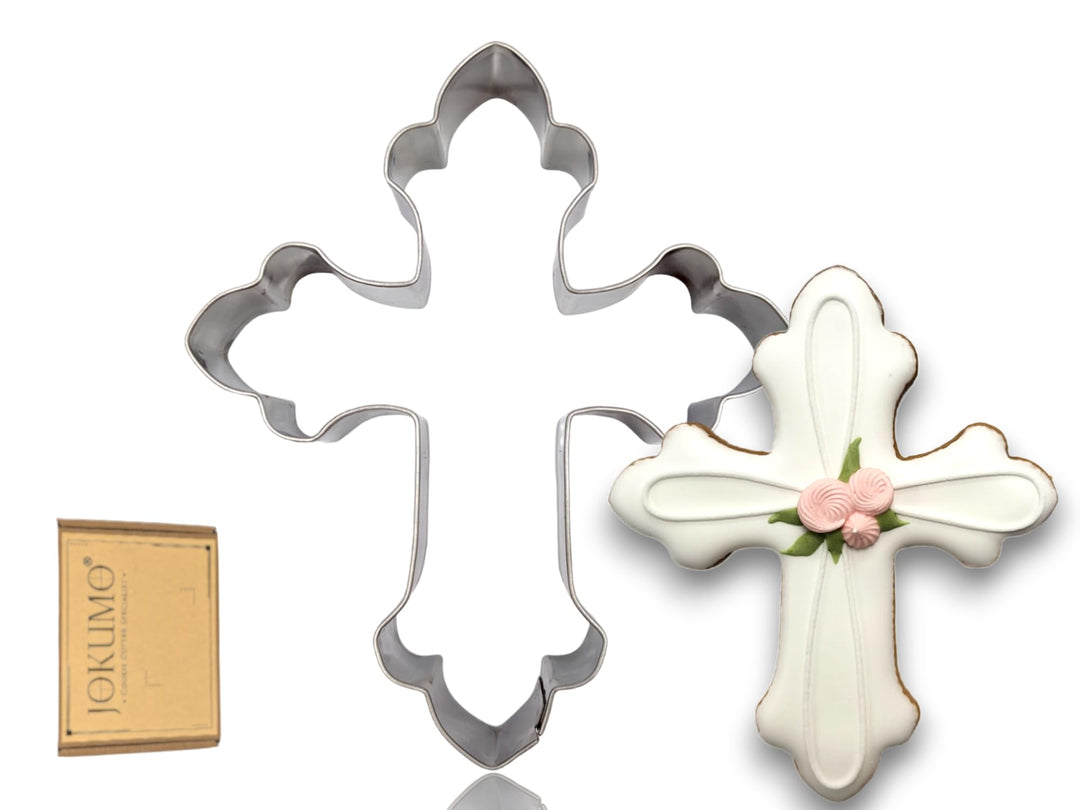 Cross Cookie Cutter 4” Large Holy Cross Shape Cookie Cutter Mold - 18/0 Stainless Steel