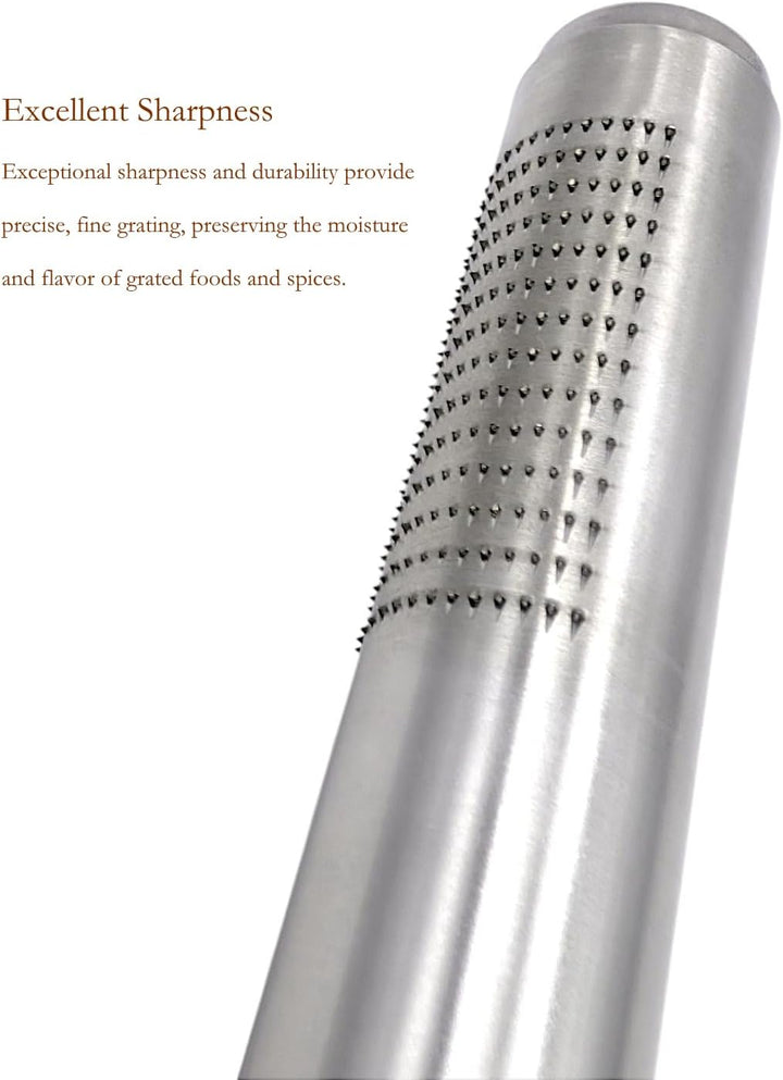 Nutmeg Grater with Silicone Brush &amp; Storage - 18/10 Stainless Steel, Compact Spice &amp; Nut Grinder Tool for Fresh Nutmeg Powder