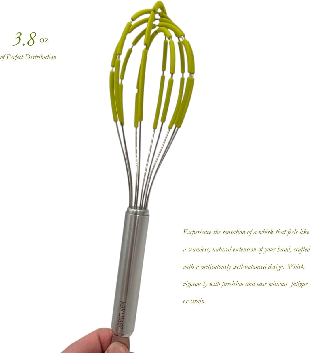 Balloon Silicone Egg Whisk with Spatula Scraper Wires, 18/10 Stainless Steel, Non-Stick Pan Safe, Ergonomic Tube Handle Perfect for Blending, Whisking, Beating and Stirring, 11 inch (Green)