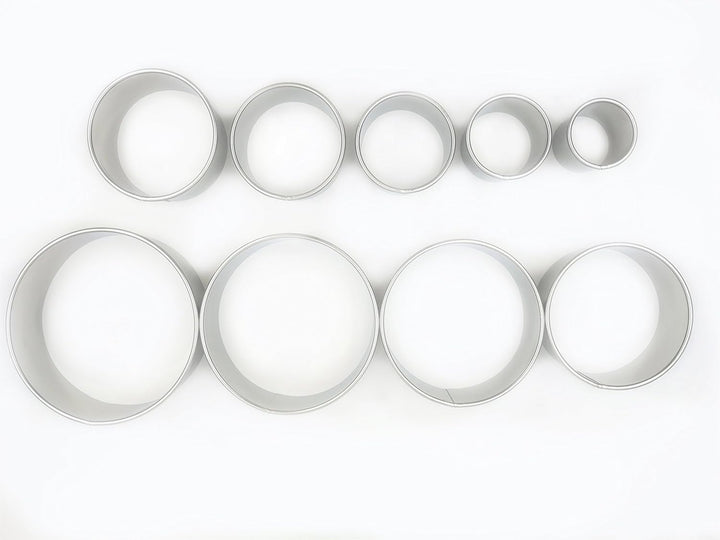 9 Piece Extra Large Chef Grade Plain Round Pastry/Cookie Cutter Set - Extra Thick Premium 18/8 304 Stainless Steel - Marked Size for Professional Chefs and Ambitious Home Cooks