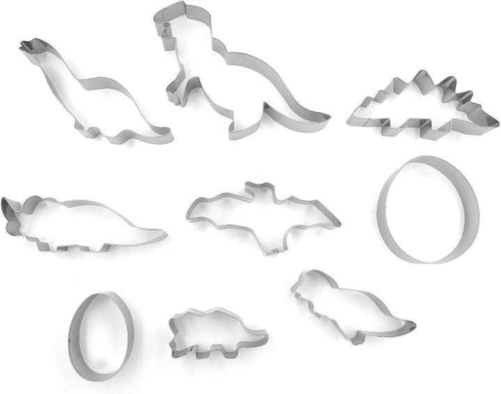 Dinosaur Cookie Cutters Set – 9PC High Grade 430 Stainless Steel –T-Rex, Pterosaur, Stegosaurus, Triceratops , Prenocephale, Chasmosaurus, Brachiosaurus, Dinosaur egg