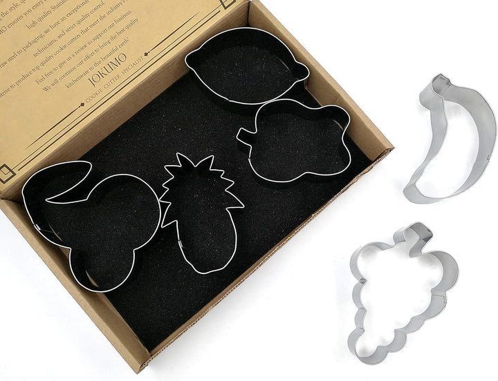 Fruit Cookie Cutters Set – 6PC High Grade 430 Stainless Steel –Apple, Banana, Cherry, Lemon, Grape, Pineapple