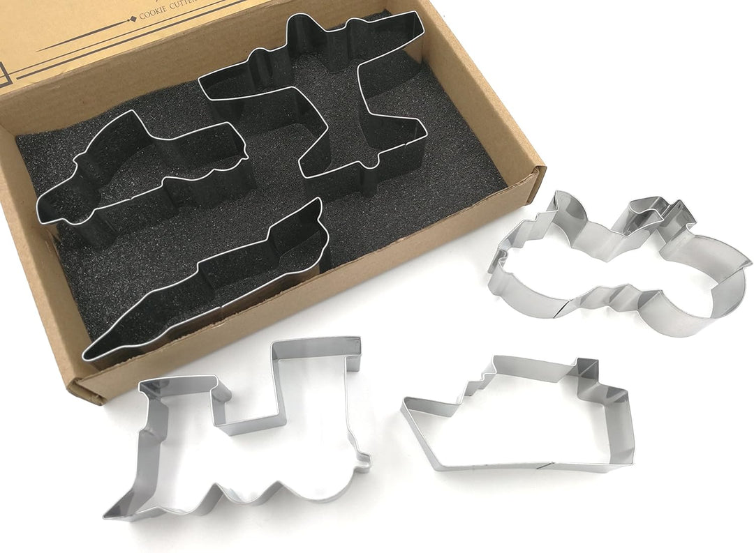 Transportation/Vehicle Cookie Cutters Set 6 PC High Grade 430 Stainless Steel –Truck, Formula car, Train, Airplane, Motorcycle and Ferry
