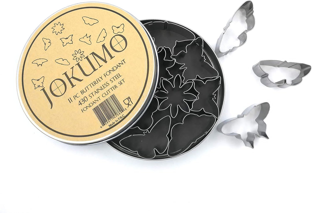 11 Piece Butterfly icing/fondant cutter set –Tin Storage Box for Fondant, cake and muffin decoration.