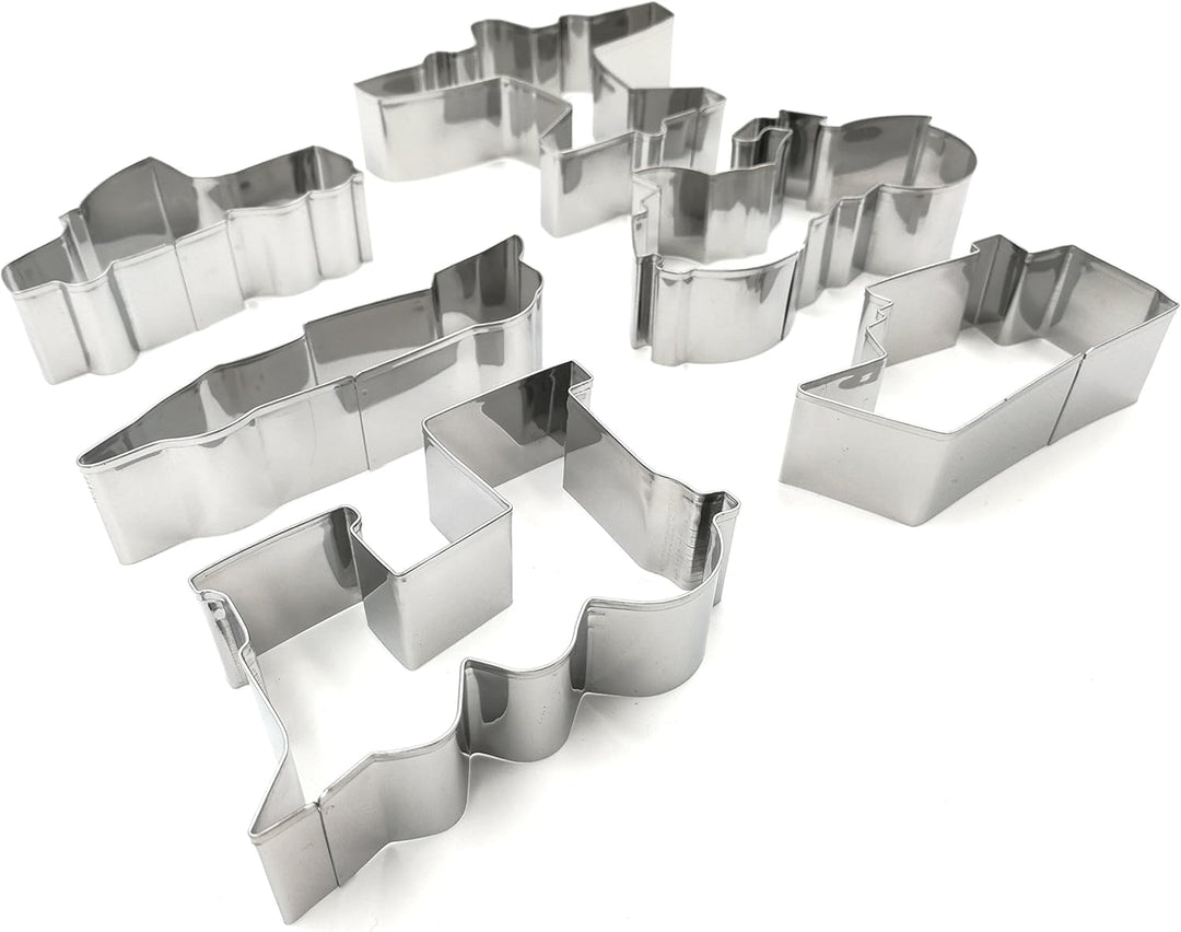 Transportation/Vehicle Cookie Cutters Set 6 PC High Grade 430 Stainless Steel –Truck, Formula car, Train, Airplane, Motorcycle and Ferry