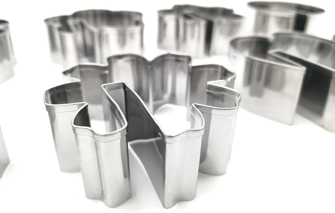 Bite Sized Over the Edge Mug Rim Cookie Cutters Set – 8 PC High Grade 430 Stainless Steel –Hexagram, Circle, Heart and 5 variation of Flower