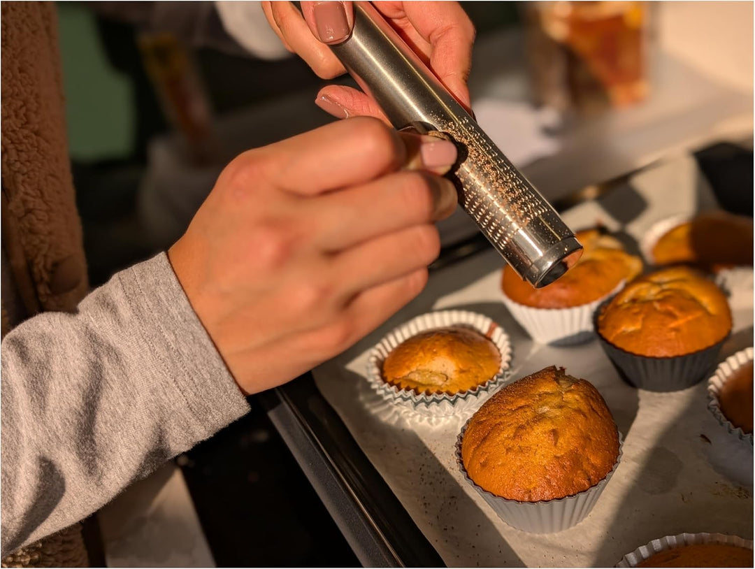 Nutmeg Grater with Silicone Brush &amp; Storage - 18/10 Stainless Steel, Compact Spice &amp; Nut Grinder Tool for Fresh Nutmeg Powder