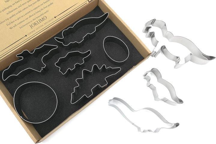 Dinosaur Cookie Cutters Set – 9PC High Grade 430 Stainless Steel –T-Rex, Pterosaur, Stegosaurus, Triceratops , Prenocephale, Chasmosaurus, Brachiosaurus, Dinosaur egg