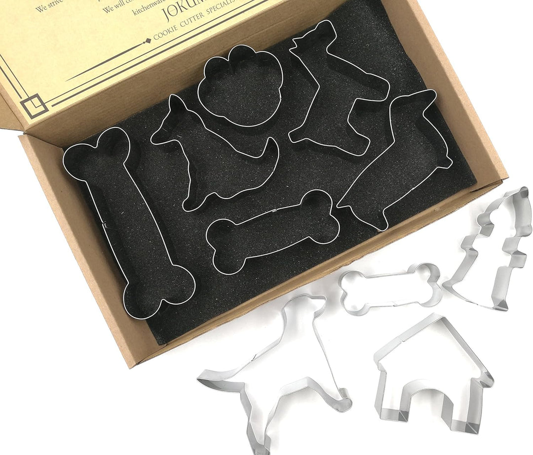 Dog Lover Complete Cookie Cutters Set – 10 PC High Grade 430 Stainless Steel –Golden Retriever, Miniature Schnauzer, Dachshund, Dog sit position, Dog Paw, Dog House, Fire Hydrant and 3 Dog Bone