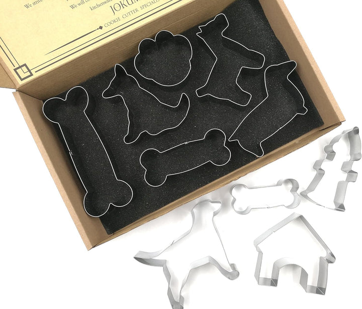 Dog Lover Complete Cookie Cutters Set – 10 PC High Grade 430 Stainless Steel –Golden Retriever, Miniature Schnauzer, Dachshund, Dog sit position, Dog Paw, Dog House, Fire Hydrant and 3 Dog Bone