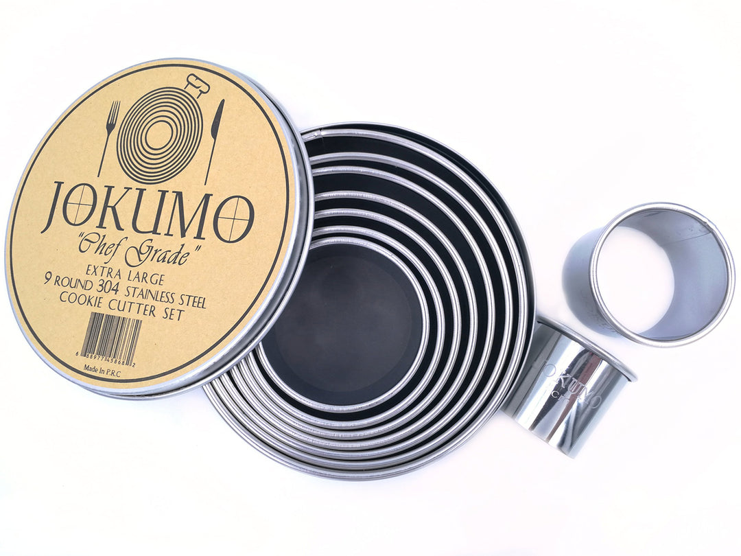 11 Piece Graduated Sizes Fluted Edge Round Pastry/Cookie Cutter Set Heavy Duty 18/8 304 Stainless Steel – Metal Engrave Size –Tin Storage Box for Scones, Pastries, Baking, Desserts, Muffins,