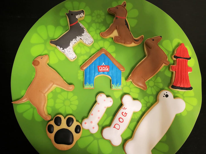 Dog Lover Complete Cookie Cutters Set – 10 PC High Grade 430 Stainless Steel –Golden Retriever, Miniature Schnauzer, Dachshund, Dog sit position, Dog Paw, Dog House, Fire Hydrant and 3 Dog Bone